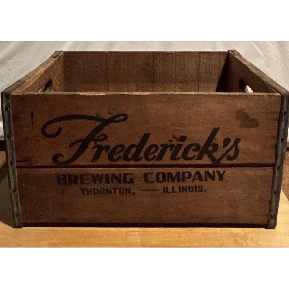 Vintage Frederick's Brewing Co Thornton Illinois Wooden Beer Crate Brewery Bo